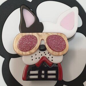 Bulldog Classic Acrylic Brooch Pin Fashion Women Girls Jewelry Accessory Gift